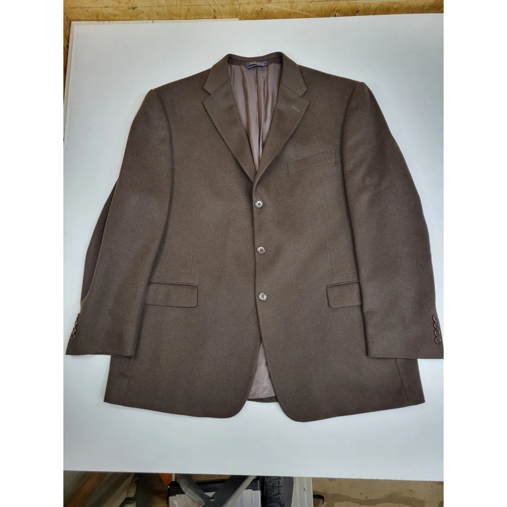 Tommy Hilfiger Brown Sport Coat Blazer 46R Wool Silk Cashmere 3‎ Button Mens